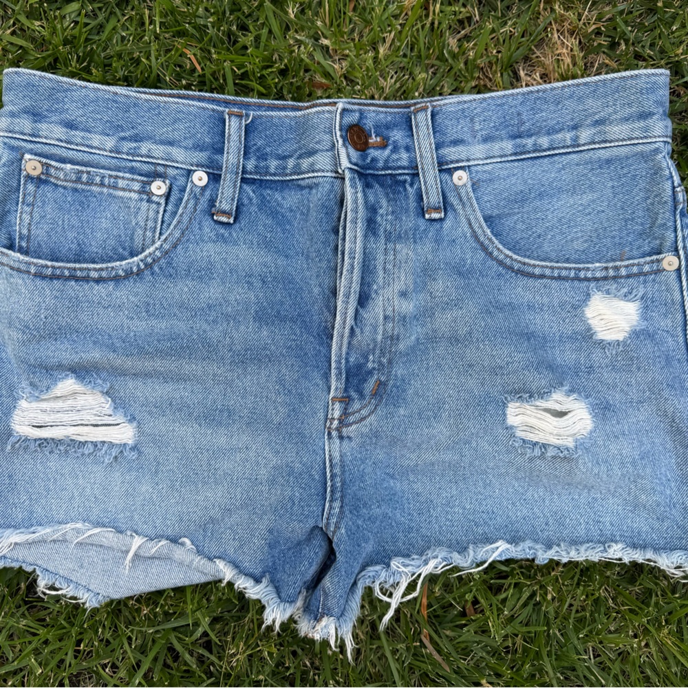 Madewell Blue Distressed Jean Shorts